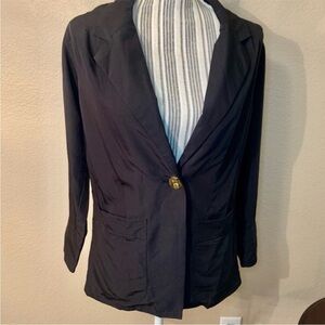 NWT IMAN Blazer Small Black Lightweight Rayon one-Button Closure Classy Cute!